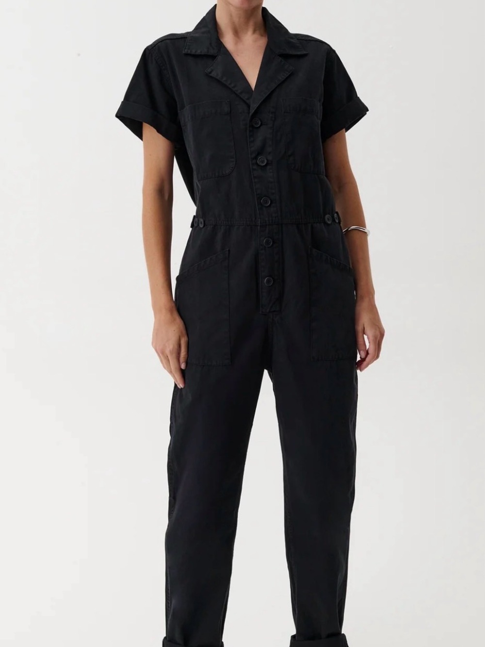 pistola Black Short-Sleeve Utility Boiler Jumpsuit